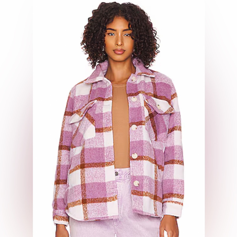 Blank NYC Plaid Shirt Jacket in Voyager size S